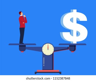 Measuring the value of a businessman with a scale