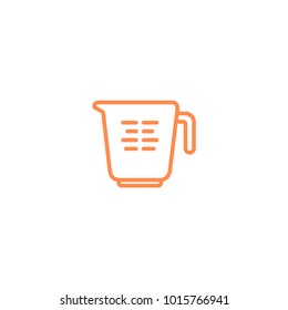 measuring water cup icon. Kitchen appliances for cooking Illustration. Simple thin line style symbol.