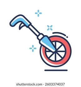 Measuring wheel icon creatively designed in line style