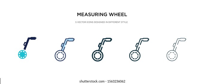 measuring wheel icon in different style vector illustration. two colored and black measuring wheel vector icons designed in filled, outline, line and stroke style can be used for web, mobile, ui