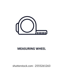 measuring wheel outline icon.  Thin line icon from construction tools collection. Editable vector isolated on white background