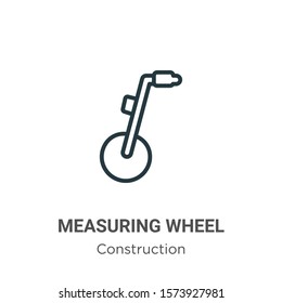 Measuring wheel outline vector icon. Thin line black measuring wheel icon, flat vector simple element illustration from editable construction concept isolated on white background