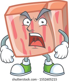 Meat with angry character on white background