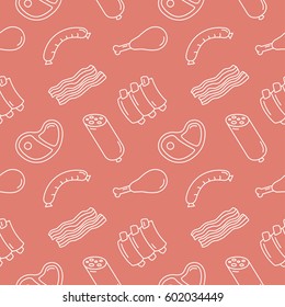 Meat Background Seamless Vector Pattern