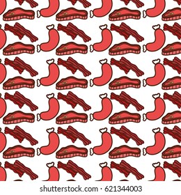meat, bacon and sausage fast food ackground icon