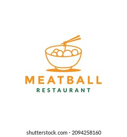 meat ball with bowl simple line logo