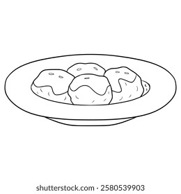 meat ball illustration hand drawn outline vector