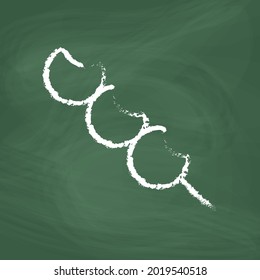 Meat ball line Icon design, white chalk. Draw a picture on the blackboard.