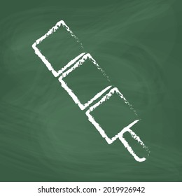 Meat ball line Icon design, white chalk. Draw a picture on the blackboard.