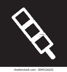 Meat ball line Icon design, white chalk. Draw a picture on the blackboard.
