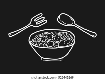 meat ball & noodle doodle