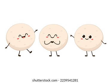 Meat ball vector. Meat ball on white background. Meat ball mascot.