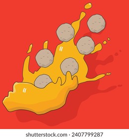 Meat Ball(pentol kuah) With Soup vector. For your company logo . for your ilustration