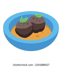 Meat balls icon isometric vector. Duck food. Cuisine gras