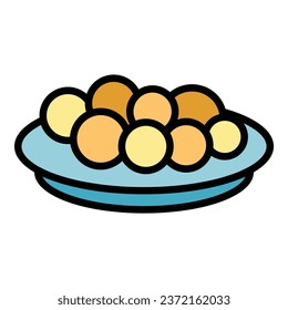 Meat balls icon outline vector. Baked dish. Food cooked color flat