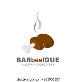 Meat barbecue logo design vector
