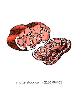 meat beef hand drawn vector. steak food, grill pork, bbq lamb meat beef sketch. isolated color illustration