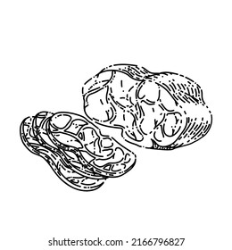 meat beef hand drawn vector. steak food, grill pork, bbq lamb meat beef sketch. isolated black illustration