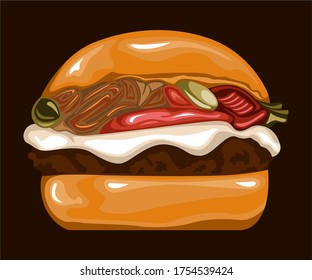 Fleischzwiebelburger, Vektorgrafik, bearbeitbar