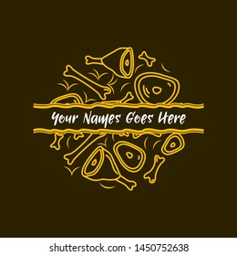 meat beef restaurant logo design template . meat logo design . beef logo template . food logo . bone icon design 
