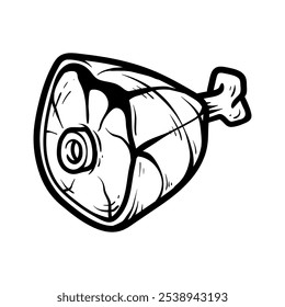 meat beef steak bbq drawing coloring line art style sketch classic vintage design illustration