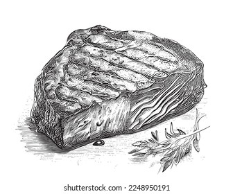 Dibujo de carnes de carne de ternera dibujado a mano Dibujo vector ilustración.