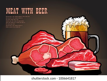 Meat and beer on the table