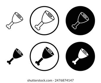 Meat black filled and outlined icon set