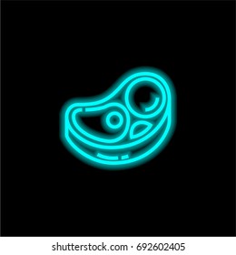 Meat Blue Glowing Neon Ui Ux Icon. Glowing Sign Logo Vector