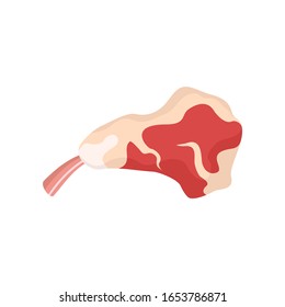 Meat with bone flat icon. Vector Meat with bone in flat style isolated on white background. Element for web, game and food meat advertising