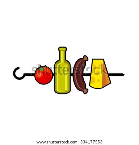 Meat and booze original logo design template for beer house, bar, pub, brewing company, brewery, tavern, taproom, alehouse, dram shop, restaurant, skewer