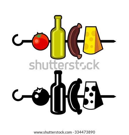 Meat and booze original logo design template for beer house, bar, pub, brewing company, brewery, tavern, taproom, alehouse, dram shop, restaurant, skewer