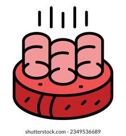Meat bruschetta icon outline vector. Food appetizer. Italian snack color flat