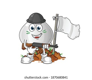 meat bun army character. cartoon mascot vector