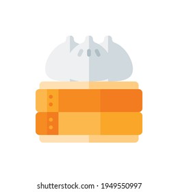 Meat Bun, Baozi Flat Icon Logo Illustration Vector Isolated. Chinese Food and Restaurant Icon-Set. Suitable for Web Design, Logo, App, and Upscale Your Business.