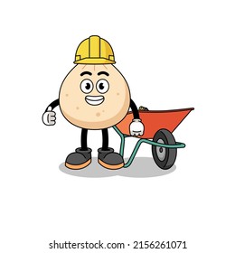meat bun cartoon as a contractor , character design