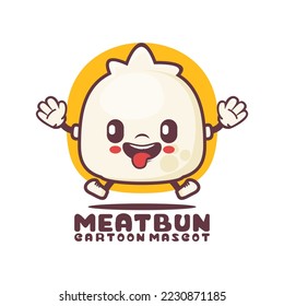 meat bun cartoon mascot. food vector illustration. isolated on a white background