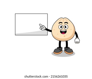 meat bun illustration doing a presentation , character design