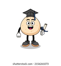 meat bun mascot with graduation pose , character design