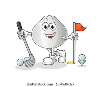 meat bun playing golf vector. cartoon character