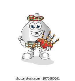 meat bun scottish with bagpipes vector. cartoon character