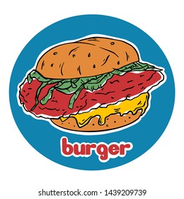 Meat burger with cheese vector illustration
