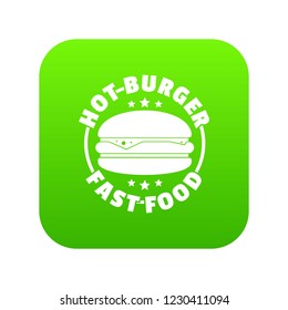 Meat burger icon green vector isolated on white background