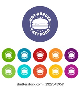 Meat burger icons color set vector for any web design on white background