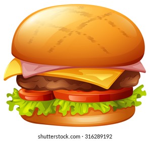 Meat burger on white illustration