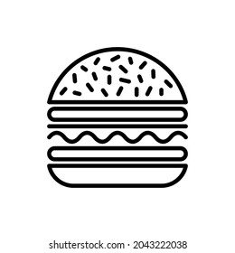 Meat burger thin line icon. Modern vector illustration of fast food.