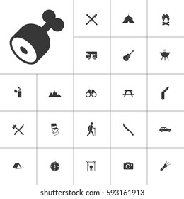 meat. camping icon set on white background