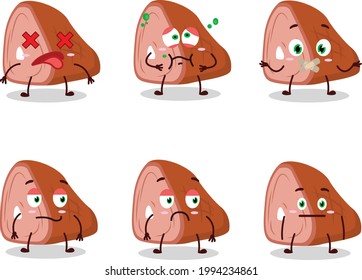 Meat cartoon in character with nope expression. Vector illustration