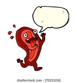 meat cartoon character with speech bubble