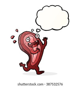 meat cartoon character with thought bubble